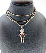 925 Sterling Silver Birthstone Baby Garnet Pendant Charm Necklace 20  