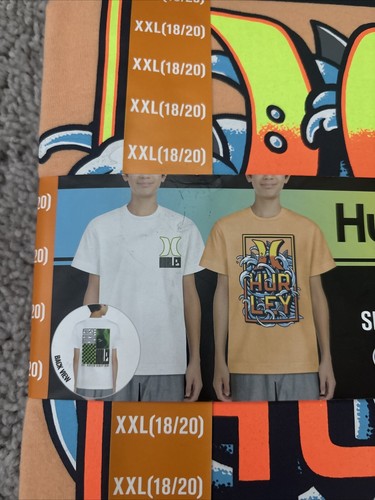 NWT Hurley Youth Boy's 2 Pack Short Sleeve Easy Fit Graphic Tee Orange/White XXL - Picture 2 of 5