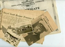 1945 Army Ground Force Certificate + 2 Photos + Paper Clippings-EARLY Family Man