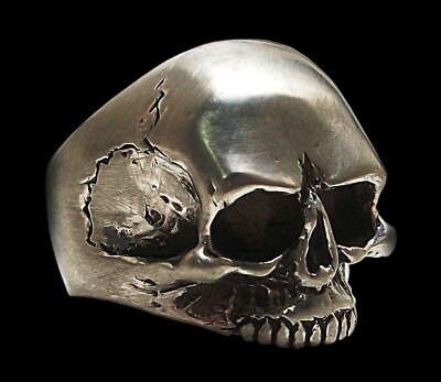 Skull Ring, Sterling Silver Keith Richards skull ring, (Solid inside), Brushed