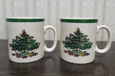 2 Spode Christmas Tree Coffee Cups Mugs Made in England