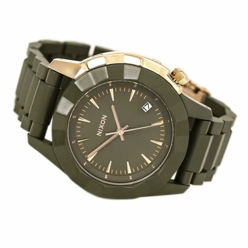 Nixon Women s Monarch Watch Quartz Olive Green Dial Acetate