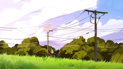Landscape nature grass anime screenshot clouds power Custom Gaming Mat Desk