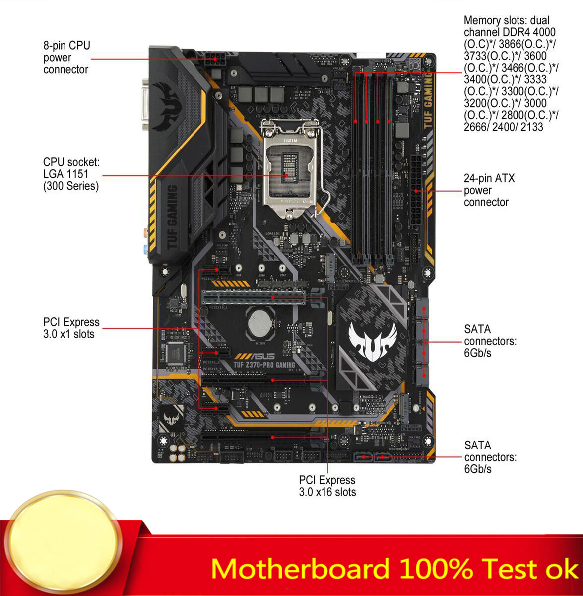 FOR ASUS TUF Z370-Pro Gaming Motherboard Support I7 9900K FOR ASUS TUF Z370-Pro Gaming Motherboard Support I7 9900K