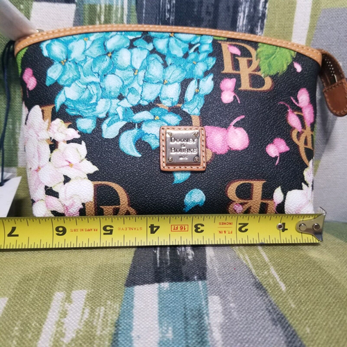Dooney & Bourke Hydrangea Monogram Cosmetic Pouch Bag Multipurpose Clutch In Blk - Picture 5 of 16