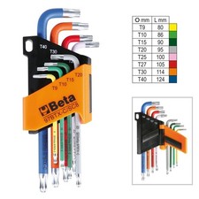 SERIE 8 CHIAVI MASCHIO PIEGATE COLORATE PUNTA SFERICA PER VITI TORX 97BTX-SC8