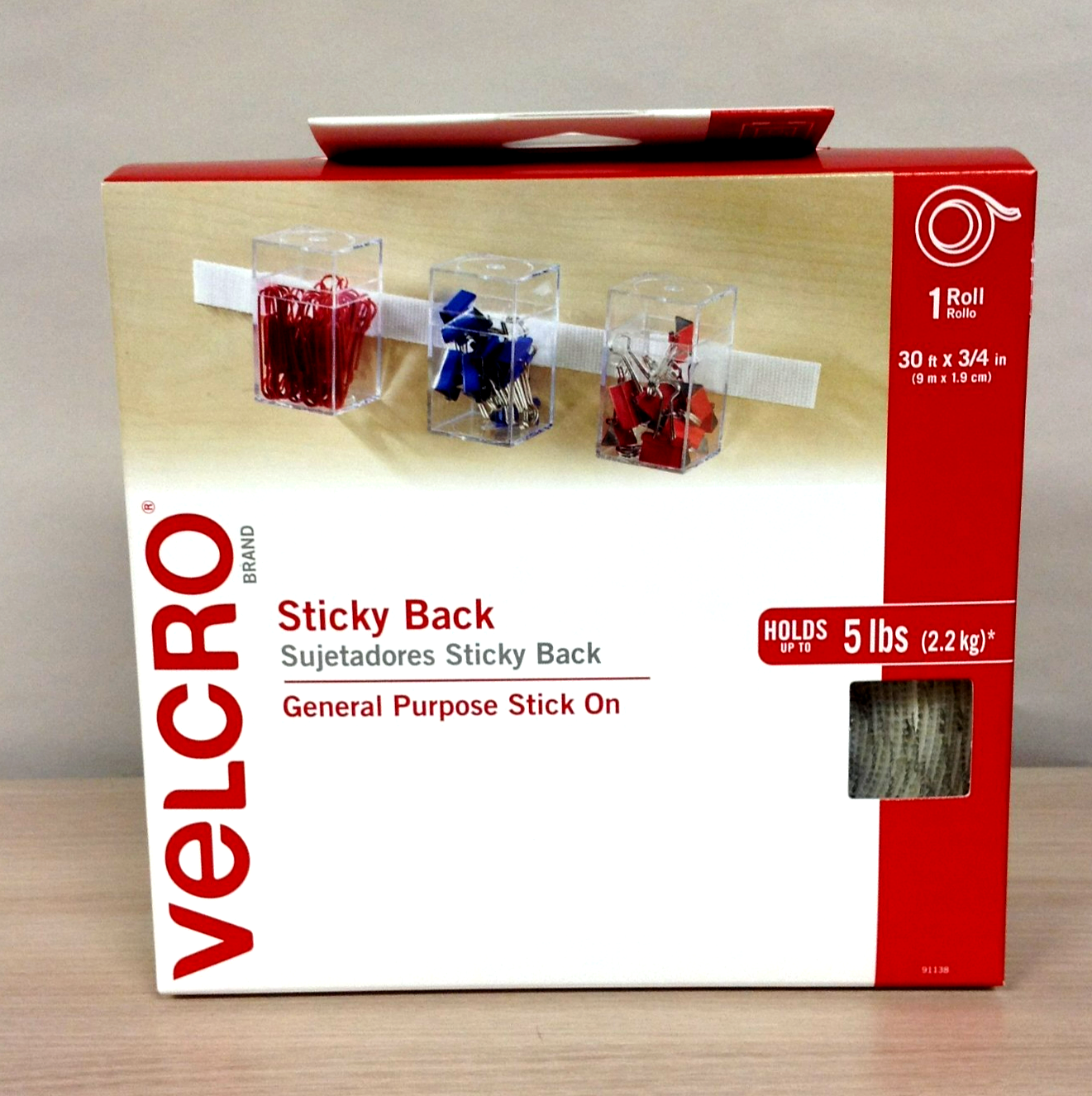 Velcro Brand 91138 Sticky-Back Hook and Loop Fasteners 3/4