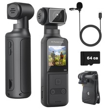Vlogging 4K, Mini Pocket Body Cam with 64GB Card