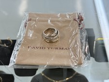 David Yurman 925 Sterling Silver Narrow Crossover Ring with 14k Gold - SIZE 6