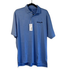 Fairway & Greene Men’s Medium Blue Stripe USA Made Stretch Golf Polo Shirt NWT