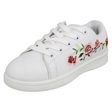 Spot On Girls Casual Embroidered Flower Pumps