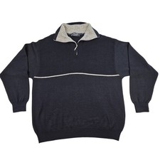 Marcello Mens Quarter Zip Sweater Black Merin...