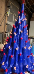 Handmade Cobalt blue light up lava tree