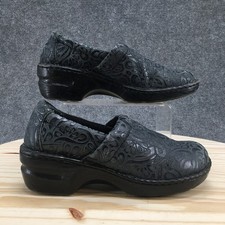 BOC Born Concepts Shoes Womens 10M Peggy Clog Black Leather Tooled Casual BC4630