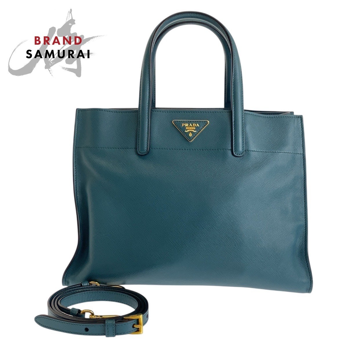 Prada Saffiano Leather Green Two-Way Tote Shoulder Bag 503524
