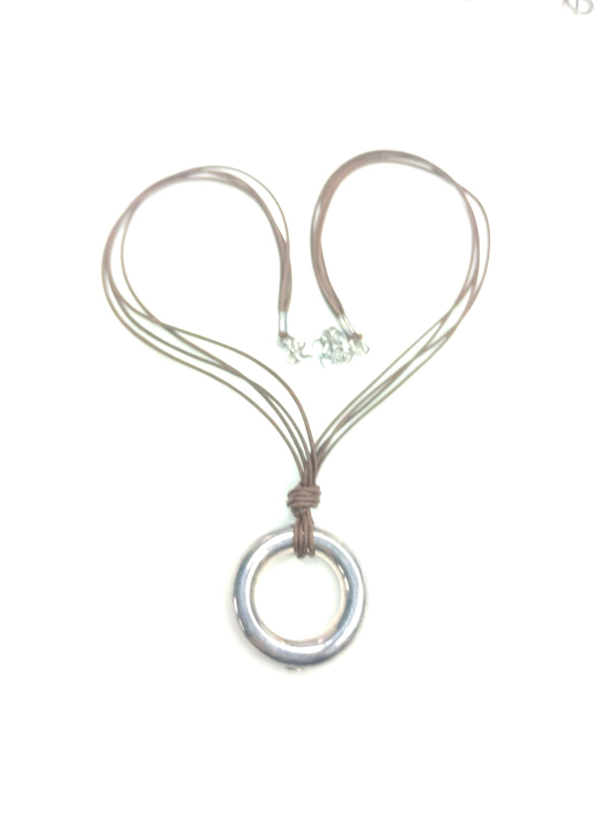 Dyadema .925 Sterling Silver Hoop Circle Corded Pendant Necklace