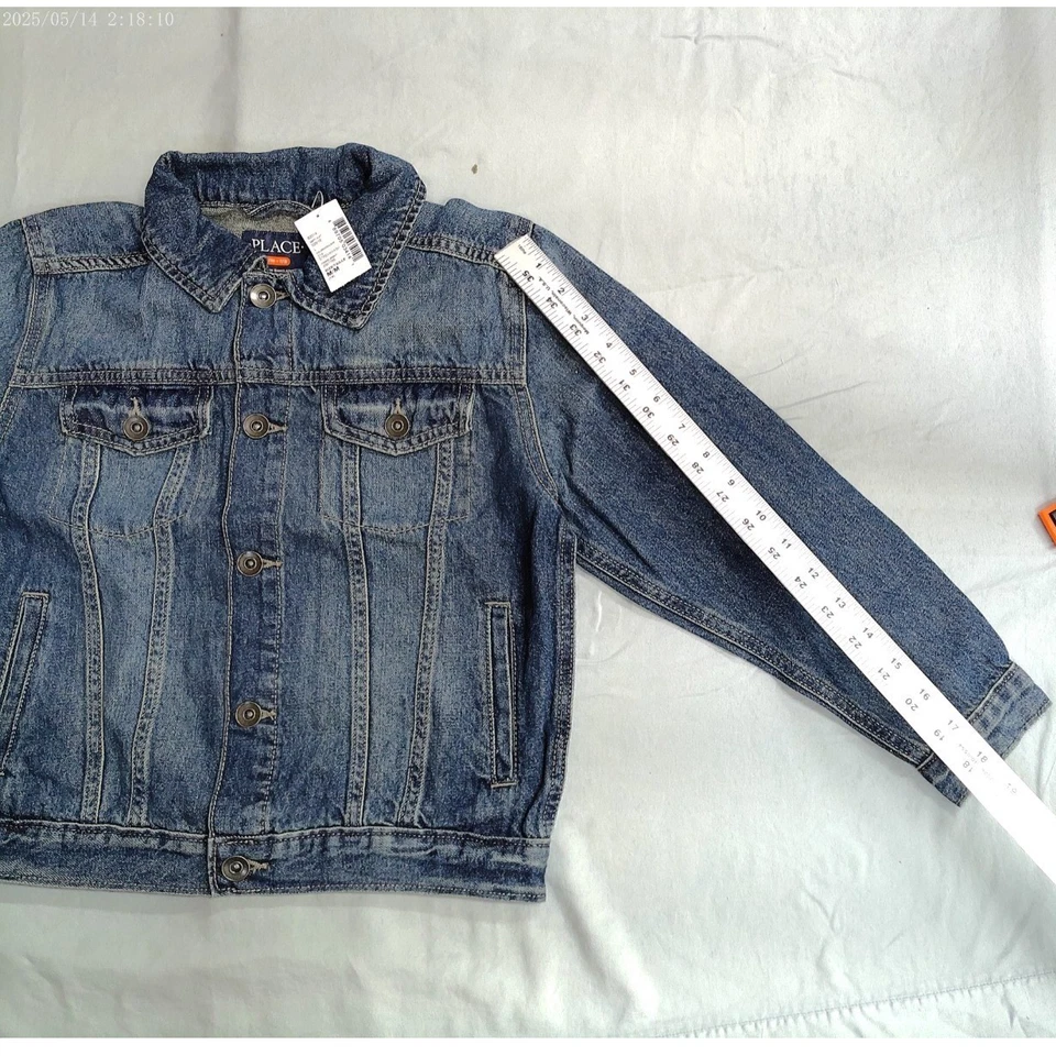 Childrens место девочек M 7/8 Jean куртка джинсовой ткани карманы кнопка синий школа новый с Ярлыками - Изображение 2 из 3