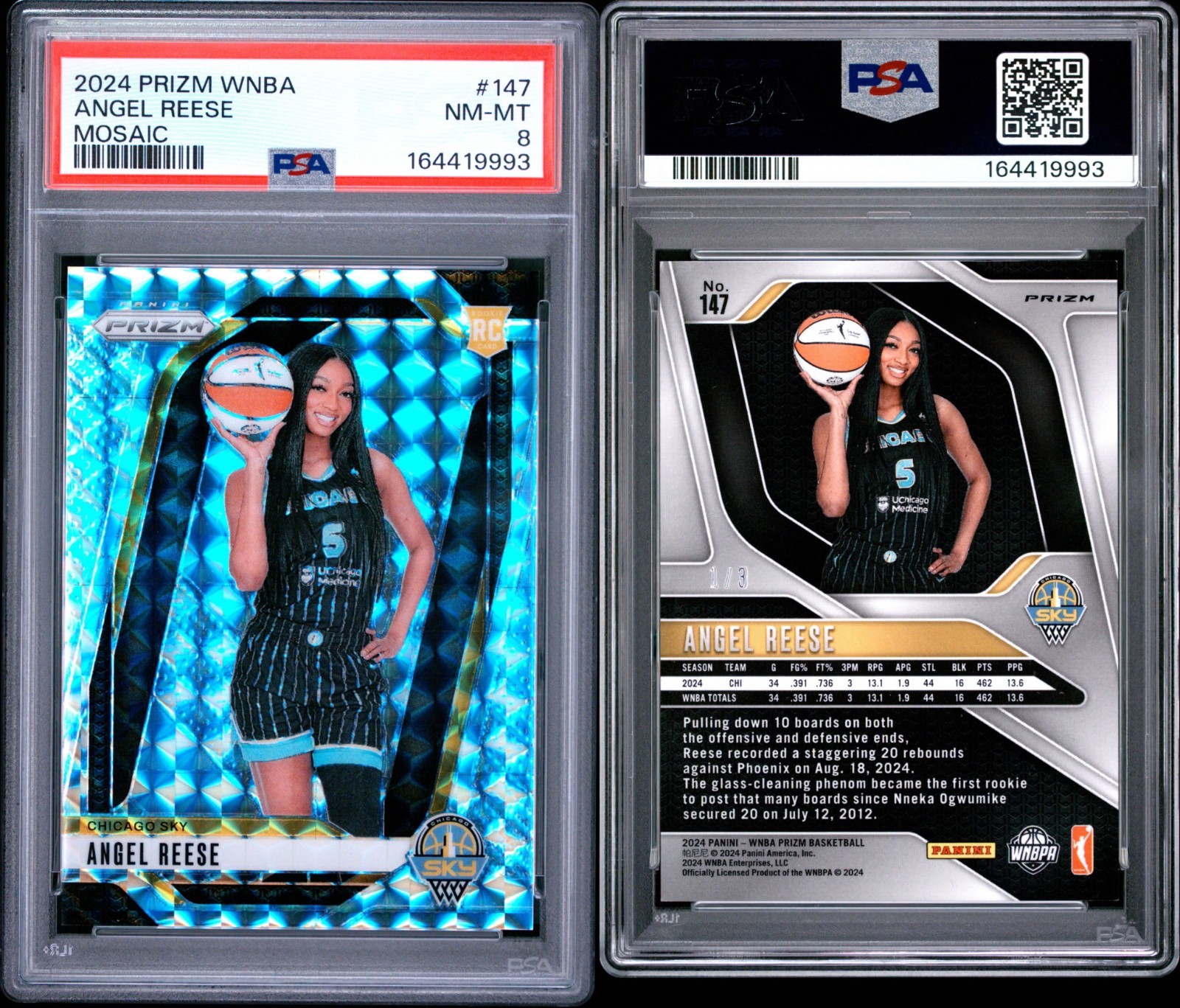 2024 Panini Prizm WNBA - Angel Reese #147 Mosaic Prizm /3 PSA 8 view 2