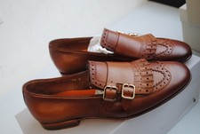 SANTONI DOUBLE BUCKLE AUTHENTIC LEATHER SIZE 42 850.00 CART. SAN-26C02