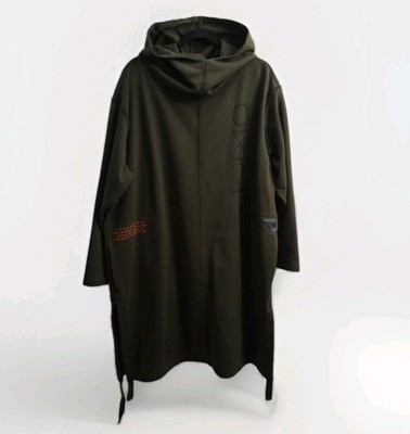 G-Star Raw Long Hoodie Sweat Dress Jacket Womens Sz L Oversize Military Green EC
