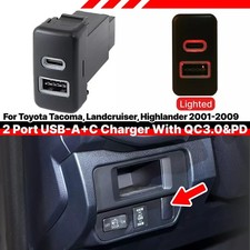 36W Type-A/C Premium USB Charger Adapter Switch For Toyota FJ Cruiser Tacoma