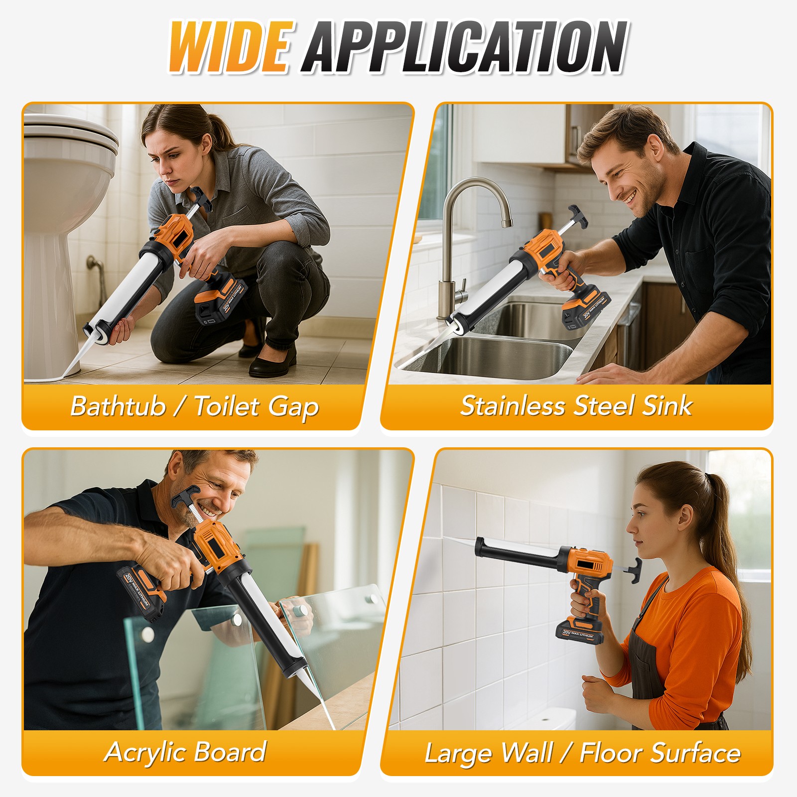 10oz/300ml Electric Caulking Gun,20V Battery Powered 9Pcs Silicone Caulking Tool