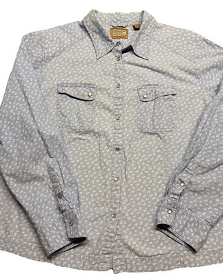 C.E. Schmidt Workwear Women s Long Sleeve Shirt, Snaps, Size 1X, Blue Floral