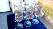 Sechs hohe Likörgläser - NAGEL - Tiffany Stil - dekoratives Design -Höhe 14,5 cm
