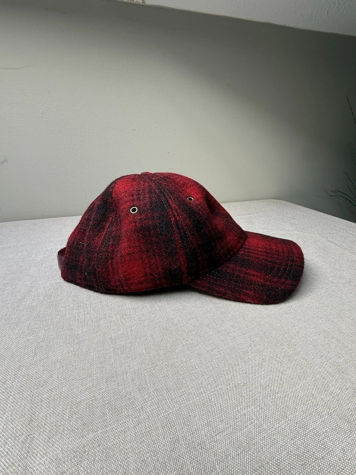 Woolrich Vintage Plaid Cap Red Black Strapback Hat One Size Lumberjack Style - Image 2 of 4
