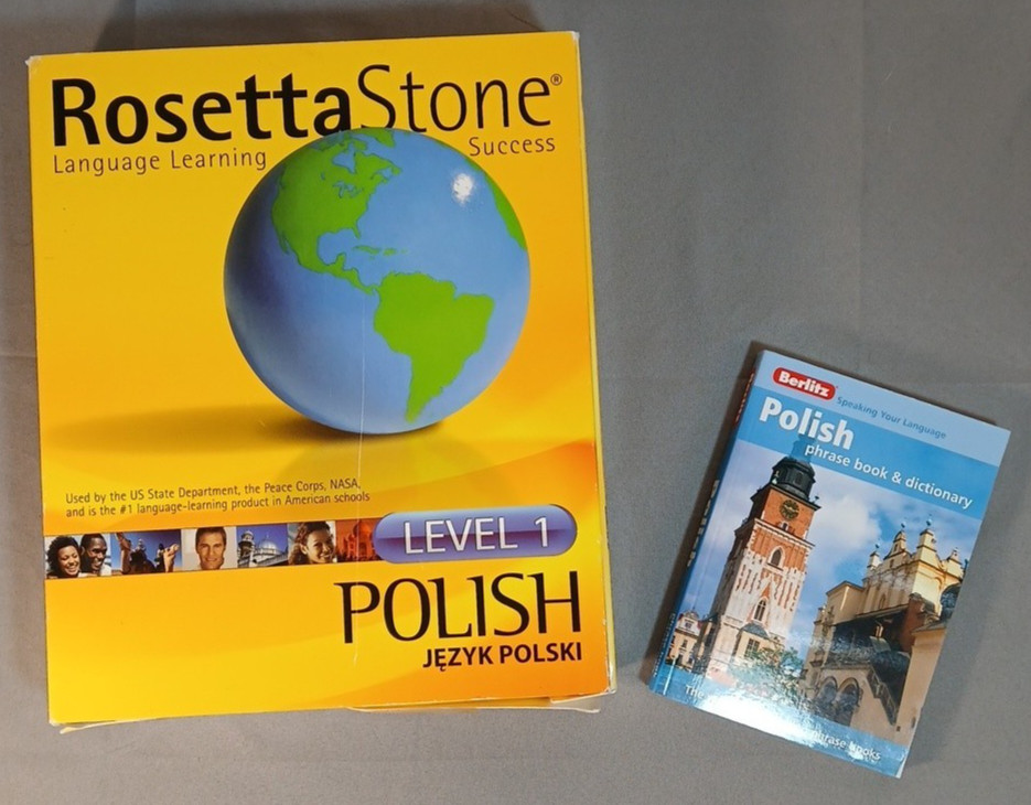 Rosetta Stone Polish Level 1 + Berlitz Polish Phrase Book & Dictionary - Lot