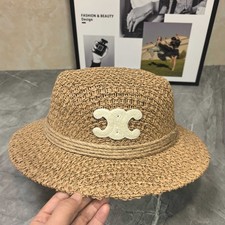 New Luxury Designer Style Woven Bucket Hat With Logo Patch Summer Beach Sun Cap