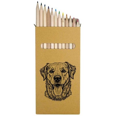 12 x ''Hundekopf'' lang 178 mm Buntstifte / Bleistift Set (PE00087663)
