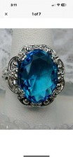 Sterling Silver Blue Crystal Statement Ring