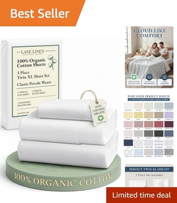 Contemporary White Twin XL Sheet Set - 100% Organic Cotton for Effortless Style