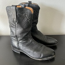 Lucchese 2000 Black Western Classic Ranch Hand Boots Vintage 9.5 B Made in USA
