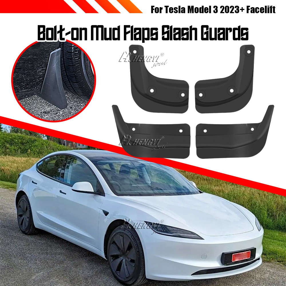 4Pcs for Tesla Model 3 23+ Facelift Mud Flaps Accessories Splash Guards Tire Mud