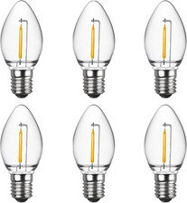 6 Pack C7 LED Night Light Bulbs, E12 Candelabra Base, Warm White