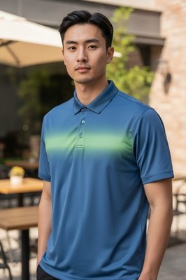 PGA TOUR Pro Series Blue Polo Lightweight Stretch Athletic Fit Golf Shirt Sz Lrg