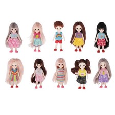 Bewegliche 1/12 BJD Mädchenpuppe, 3D, große Augen, weiße Haut,