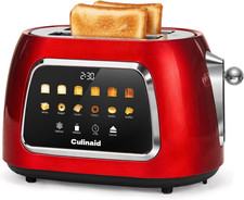 Retro 2-Slice Smart Toaster with Touch Screen 6 Browning Levels, Red