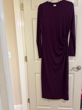 a new day Deep Plum Long Sleeve Side-Ruched Midi Dress