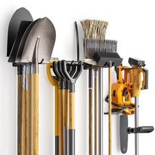 Garage Storage Hooks Wall Mounted Tool Rack Organiser for Shed & Garden - Black