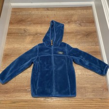 L.L. Bean Sweater Kids Size M 5-6 Blue Knit Hooded Full Zip Fleece Heavyweight
