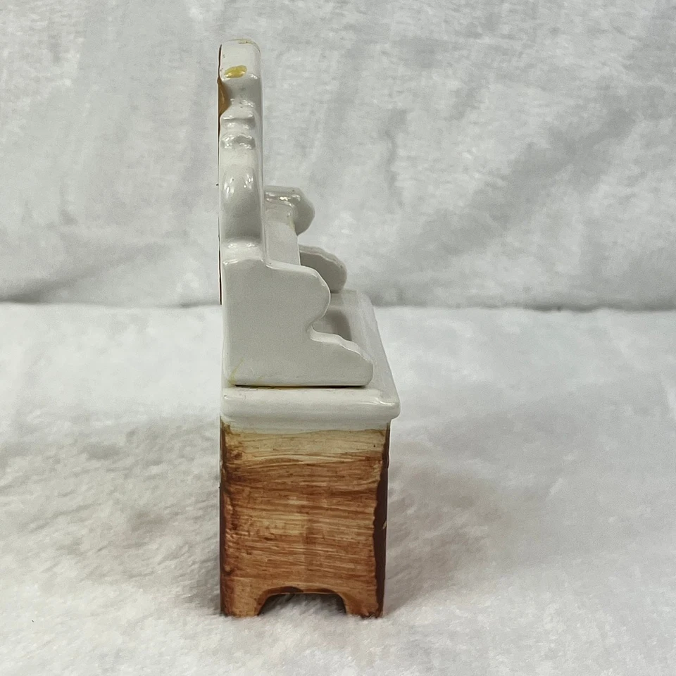 Shackman 1:12 Miniature Dollhouse Porcelain Sink with Mirror & Faucets Japan - Image 2 of 4