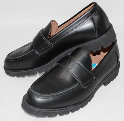 Mallet London Herren Schwarz Leder Halbschuhe UK 8 EU 41 Grobe Sohle Slipper