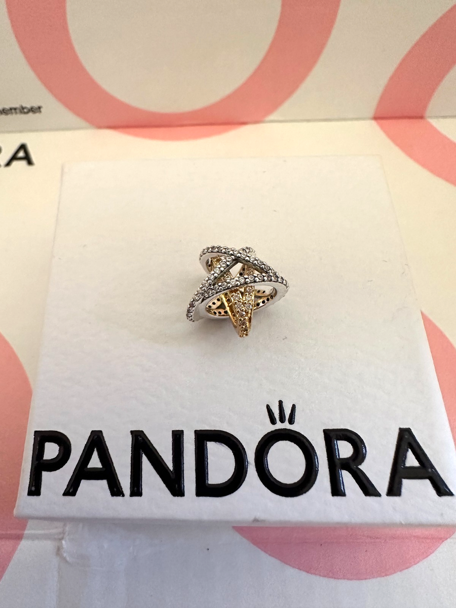 正規品 Pandora カメ14kローズゴールドのチャーム NEW 100% Authentic PANDORA 14k Gold P Sparkling Crossover Star