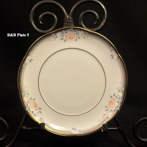Noritake 6 Bread & Butter Plates Peach Floral w/Gold 1988-1990 Carnegie #9772 - Picture 7 of 12