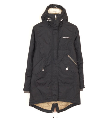 DIDRIKSONS Damen Parka Jacke Gr 36 S Kapuze Thermo Schwarz Polyamid