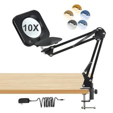 10X Magnifying Glass with Light and Stand, Real Glass Lighted Magnifier, 5 Co...