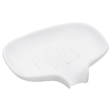 Soap Dish with Drain Tray Silicone Self Draining Waterfall Soap Saver White